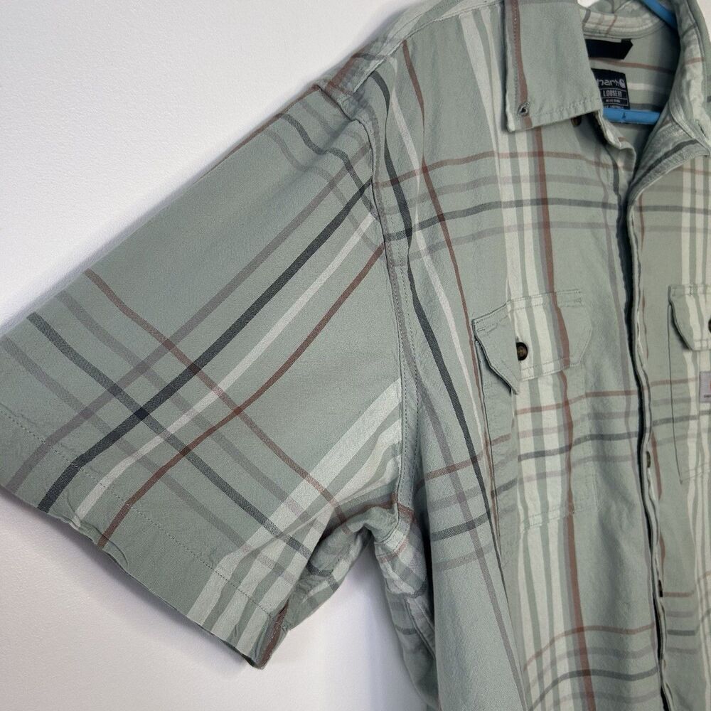 Carhartt Short Sleeve Button Down Shirt Men’s Size XL Green Workwear - Picture 3 of 8